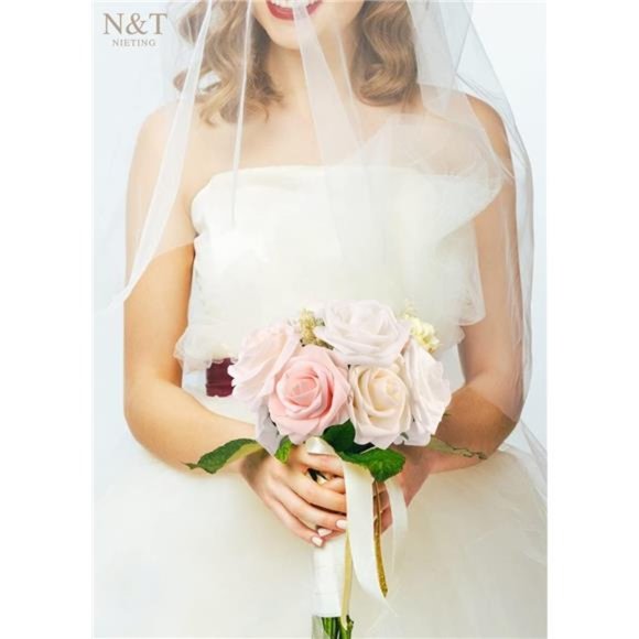 Artificial Flowers, 25Pcs Fake Rose Flowers Perfect for DIY Wedding Bouquets - Picture 3 of 6